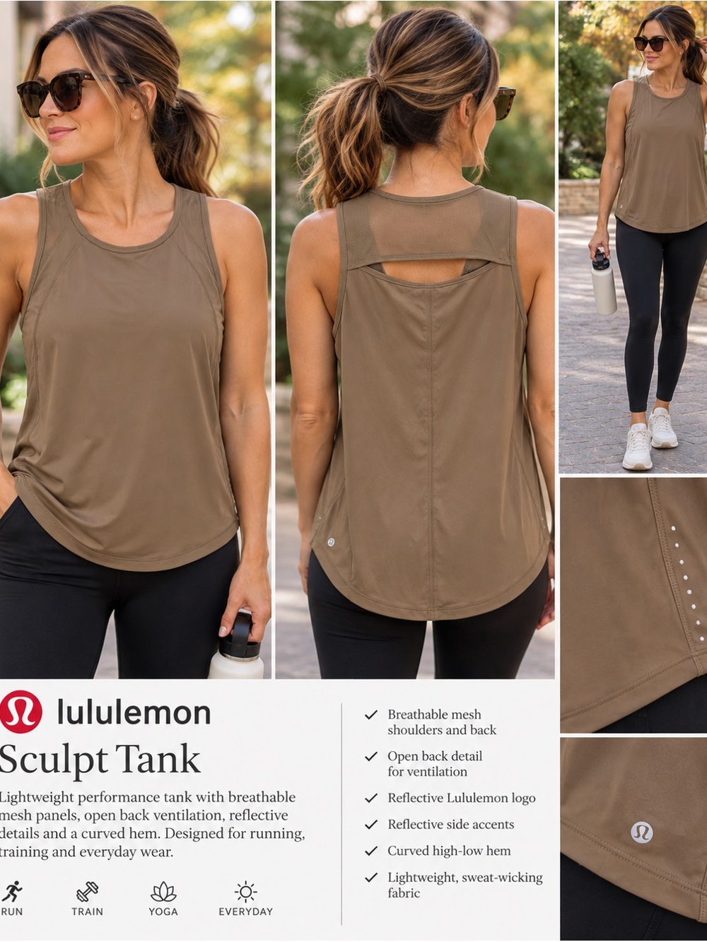 lululemon Sculpt Tank — Women's Olive Brown Tank